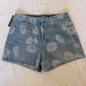 Wild Fable High Waisted Jean Shorts with Flowers, Size US 10
